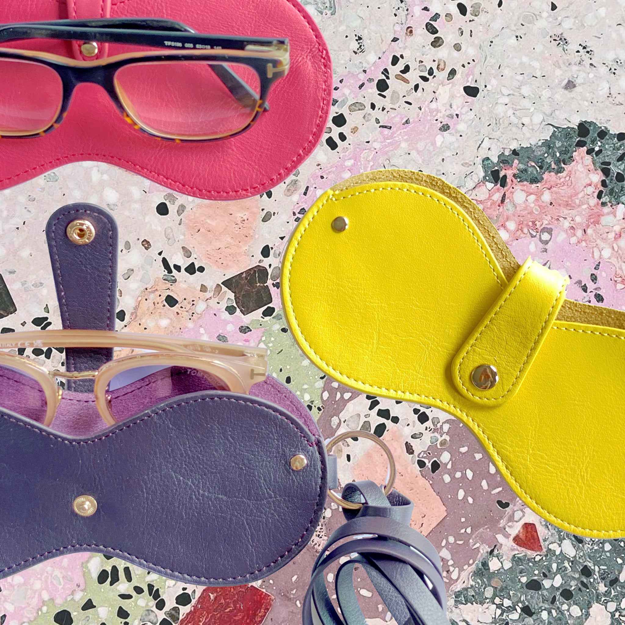 Leather sunglasses pouch with Lanyard