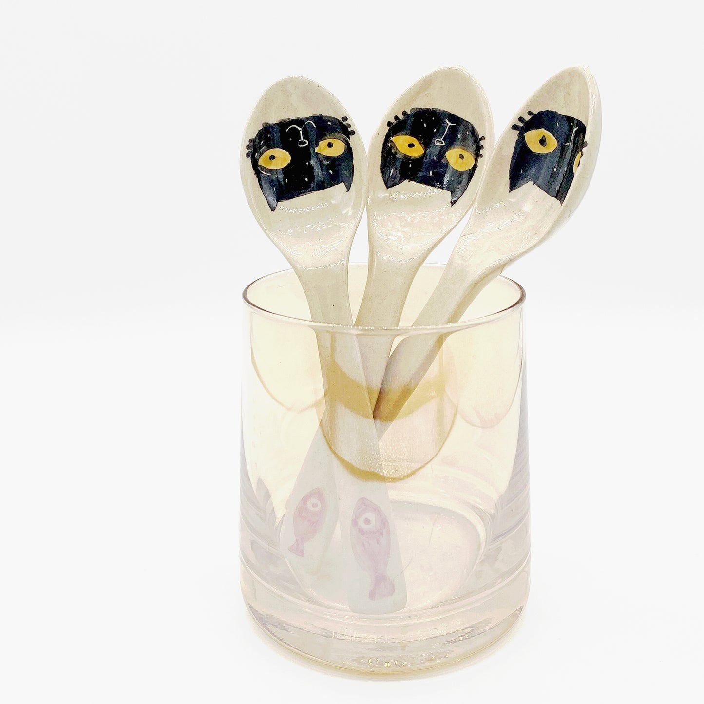 Ceramic spoon with cat motif